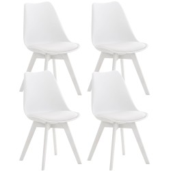 Juego de 4 sillas de plástico Linares, color blanco/blanco