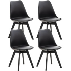 Juego de 4 sillas de plástico Linares, color negro/negro