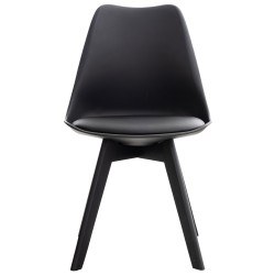 Juego de 4 sillas de plástico Linares, color negro/negro