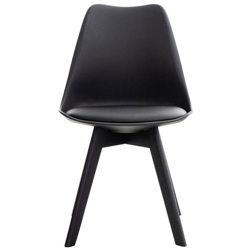 Juego de 4 sillas de plástico Linares, color negro/negro