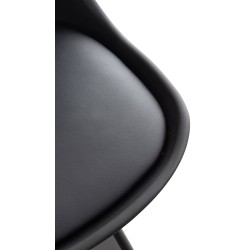 Juego de 4 sillas de plástico Linares, color negro/negro