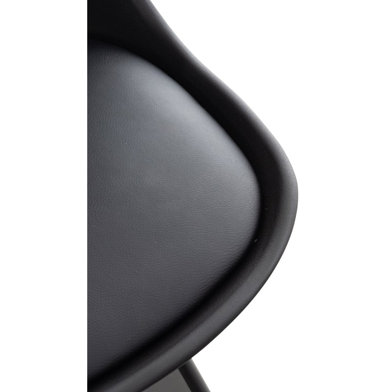 Juego de 4 sillas de plástico Linares, color negro/negro