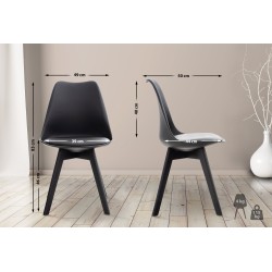 Juego de 4 sillas de plástico Linares, color negro/negro