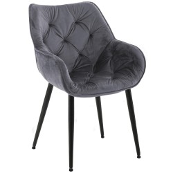 Silla de terciopelo Tanna gris oscuro Silla de terciopelo Tanna gris oscuro
