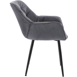 Silla de terciopelo Tanna gris oscuro Silla de terciopelo Tanna gris oscuro