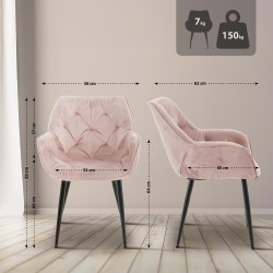 Silla Tanna en terciopelo rosa