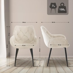Silla Tanna en terciopelo color crema