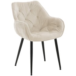 Silla Tanna en terciopelo color crema