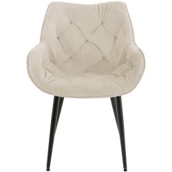 Silla Tanna en terciopelo color crema