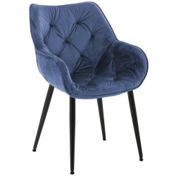 Silla de terciopelo azul Tanna