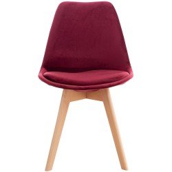 Juego de 4 sillas Linares de terciopelo burdeos