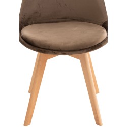 Conjunto de 4 sillas Linares en terciopelo marrón oscuro