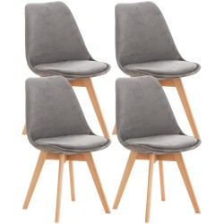 Conjunto de 4 sillas Linares en terciopelo gris
