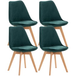 Conjunto de 4 sillas Linares en terciopelo verde