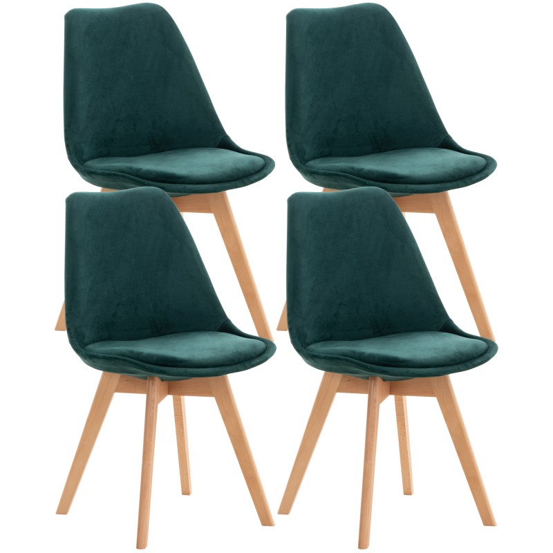 Conjunto de 4 sillas Linares en terciopelo verde Conjunto de 4 sillas Linares en terciopelo verde