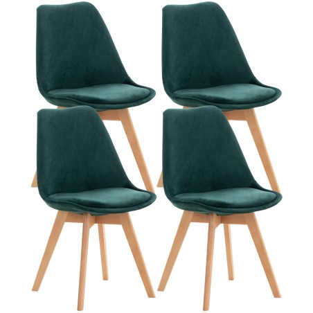 Conjunto de 4 sillas Linares en terciopelo verde