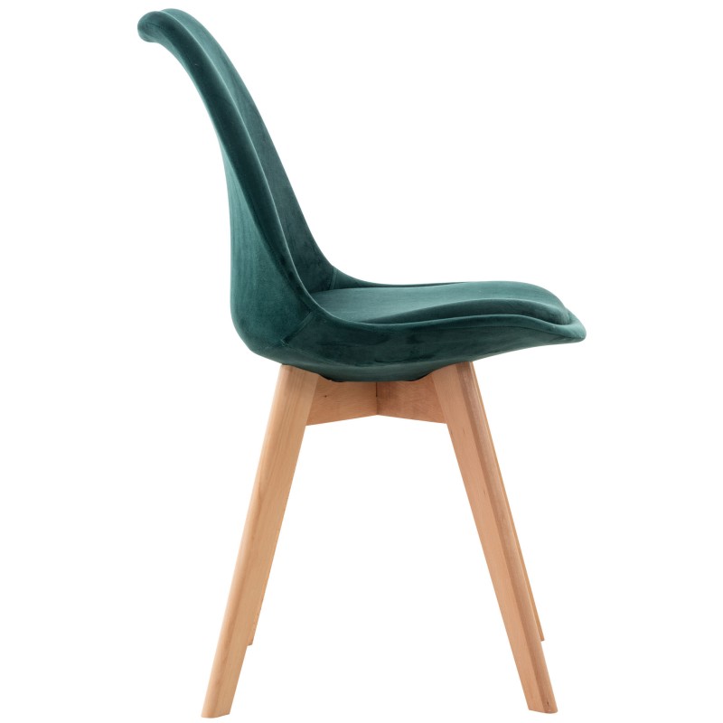 Conjunto de 4 sillas Linares en terciopelo verde