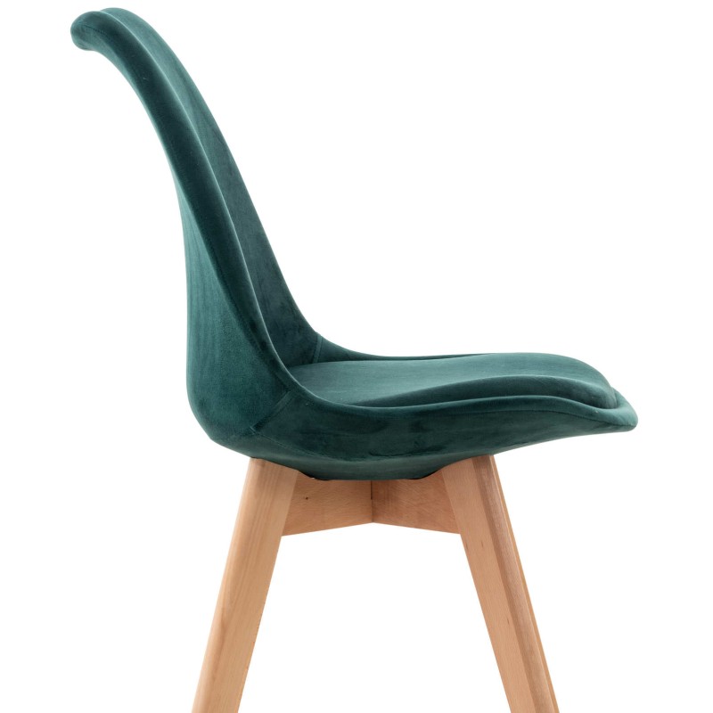 Conjunto de 4 sillas Linares en terciopelo verde