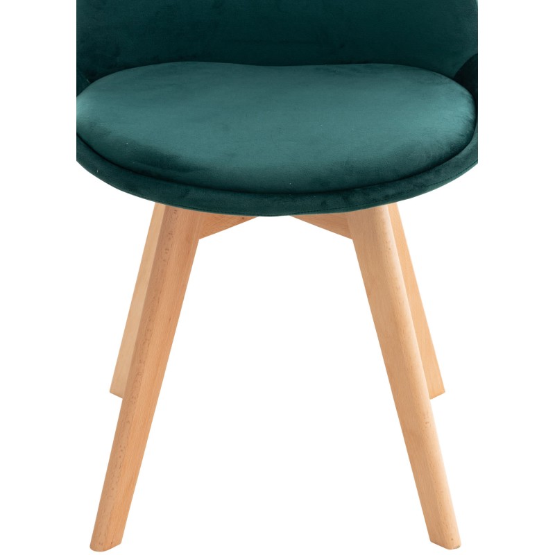 Conjunto de 4 sillas Linares en terciopelo verde