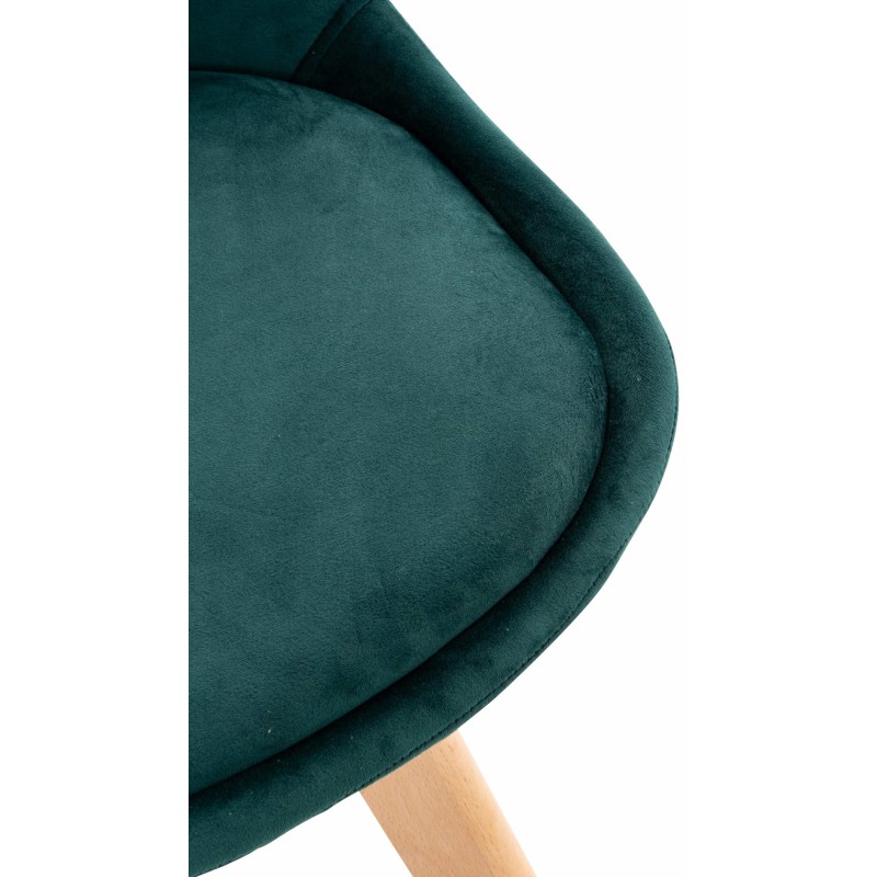 Conjunto de 4 sillas Linares en terciopelo verde