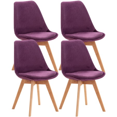 Juego de 4 sillas Linares de terciopelo morado