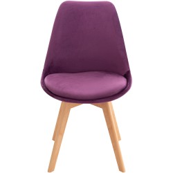 Juego de 4 sillas Linares de terciopelo morado Juego de 4 sillas Linares de terciopelo morado
