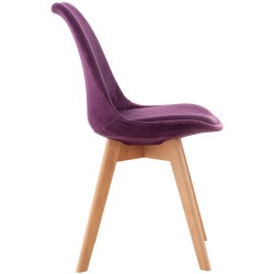 Juego de 4 sillas Linares de terciopelo morado Juego de 4 sillas Linares de terciopelo morado