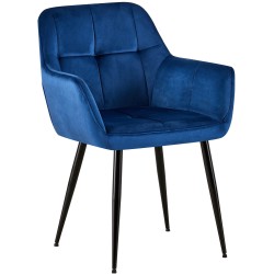 Silla de comedor Emia de terciopelo azul