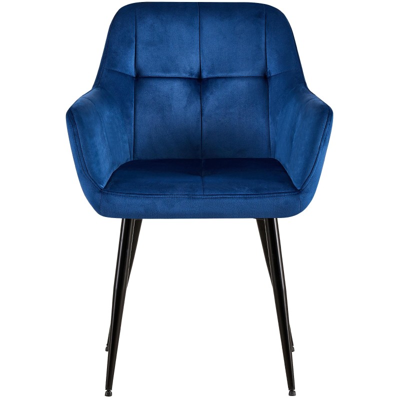 Silla de comedor Emia de terciopelo azul