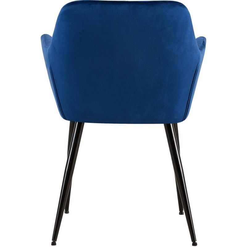 Silla de comedor Emia de terciopelo azul