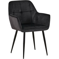 Silla de comedor Emia de terciopelo negro