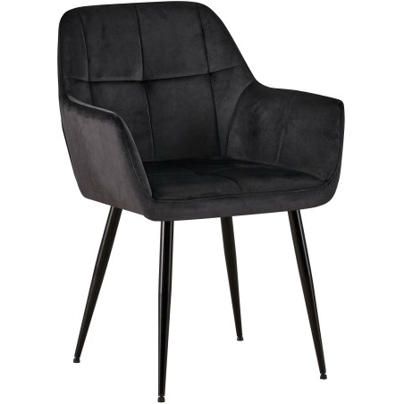 Silla de comedor Emia de terciopelo negro