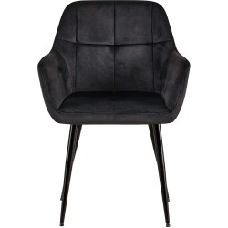 Silla de comedor Emia de terciopelo negro Silla de comedor Emia de terciopelo negro