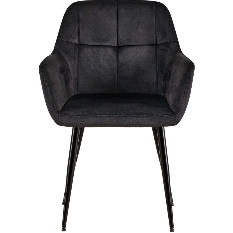 Silla de comedor Emia de terciopelo negro