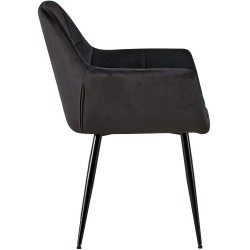 Silla de comedor Emia de terciopelo negro Silla de comedor Emia de terciopelo negro