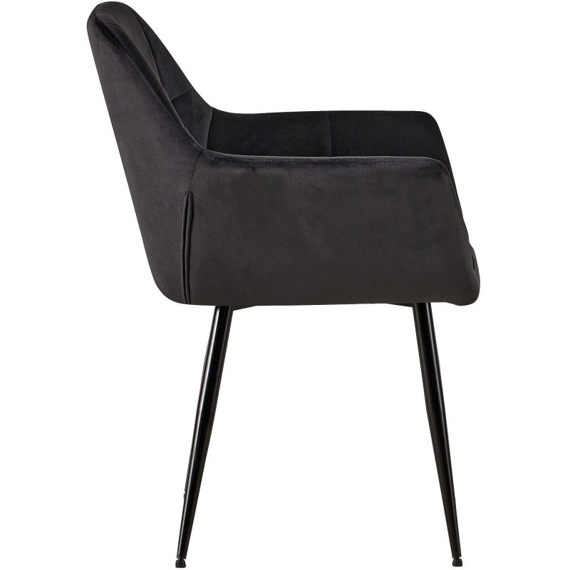 Silla de comedor Emia de terciopelo negro