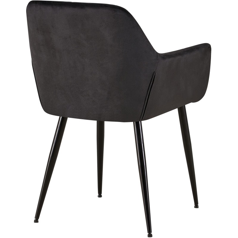 Silla de comedor Emia de terciopelo negro