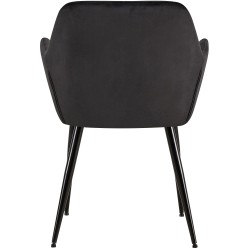 Silla de comedor Emia de terciopelo negro Silla de comedor Emia de terciopelo negro