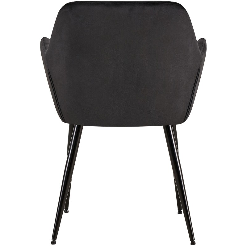 Silla de comedor Emia de terciopelo negro