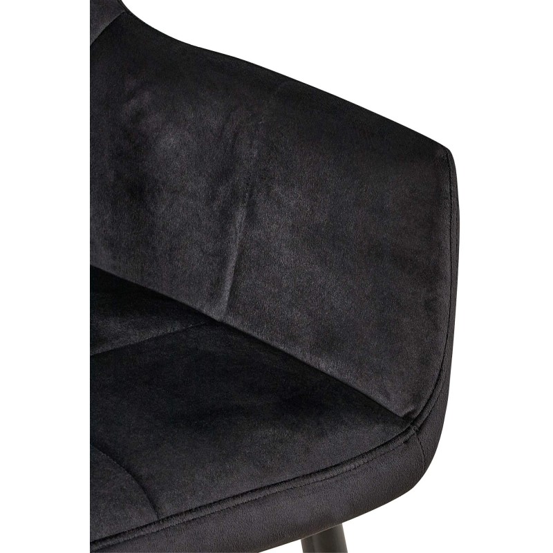 Silla de comedor Emia de terciopelo negro