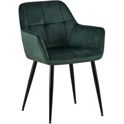 Silla de comedor Emia de terciopelo verde