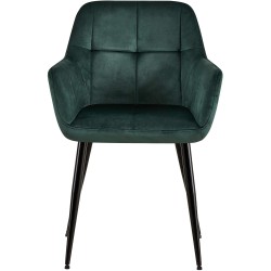 Silla de comedor Emia de terciopelo verde