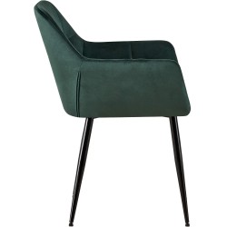 Silla de comedor Emia de terciopelo verde