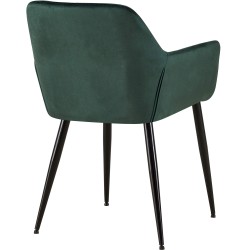 Silla de comedor Emia de terciopelo verde