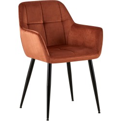 Silla de comedor Emia de terciopelo marrón