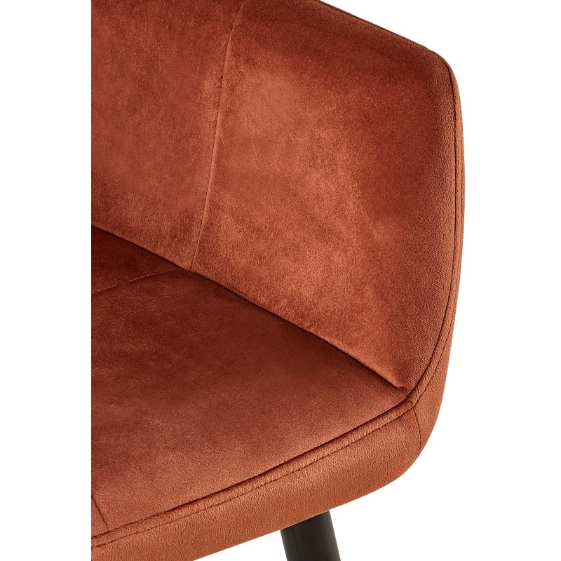 Silla de comedor Emia de terciopelo marrón