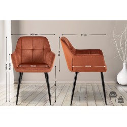 Silla de comedor Emia de terciopelo marrón Silla de comedor Emia de terciopelo marrón