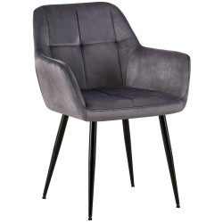 Silla de comedor Emia de terciopelo gris