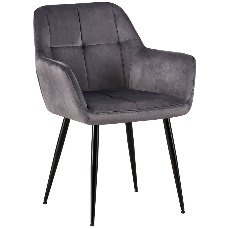 Silla de comedor Emia de terciopelo gris Silla de comedor Emia de terciopelo gris