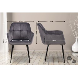 Silla de comedor Emia de terciopelo gris Silla de comedor Emia de terciopelo gris